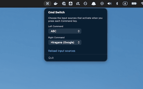 Menu bar settings interface